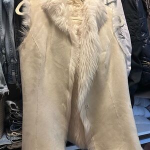 INTERMIX Cream Faux Fur Vest
